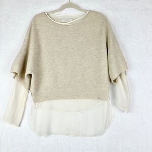 Robert Rodriguez Wool Cashmere Silk Layered Sweater Size Medium Beige Cream